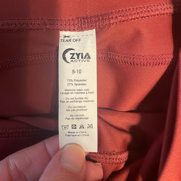 Zyia Burnt Rose Red Pocket Pocket Light n Tight Hi-rise 7/8 24" Leggings Sz 8-10 - Picture 5 of 5
